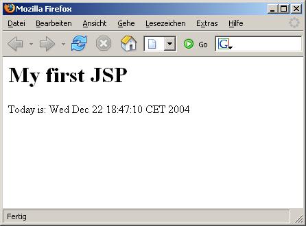 Firefox mit der ersten JSP