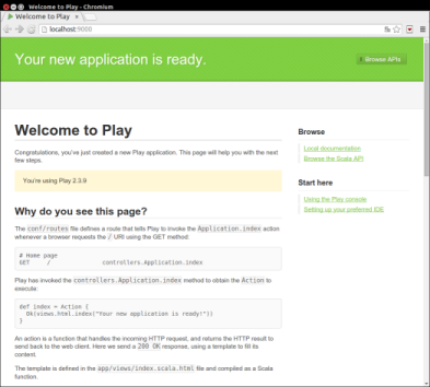 Play Framework Startfenster